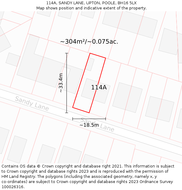 114A, SANDY LANE, UPTON, POOLE, BH16 5LX: Plot and title map