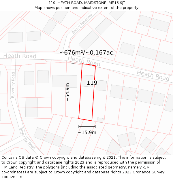 119, HEATH ROAD, MAIDSTONE, ME16 9JT: Plot and title map