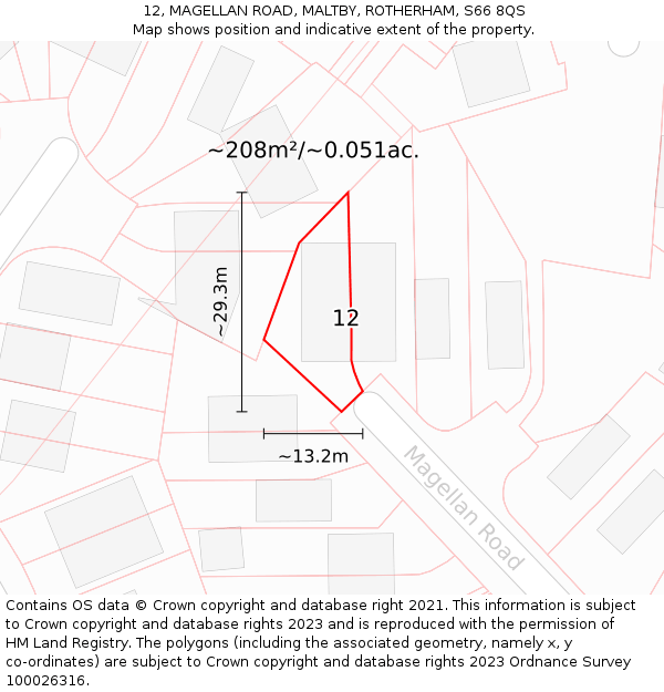 12, MAGELLAN ROAD, MALTBY, ROTHERHAM, S66 8QS: Plot and title map