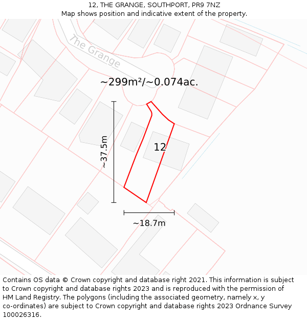 12, THE GRANGE, SOUTHPORT, PR9 7NZ: Plot and title map