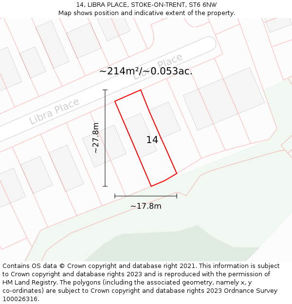 14, LIBRA PLACE, STOKE-ON-TRENT, ST6 6NW: Plot and title map