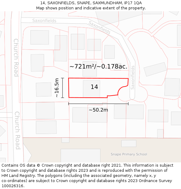 14, SAXONFIELDS, SNAPE, SAXMUNDHAM, IP17 1QA: Plot and title map