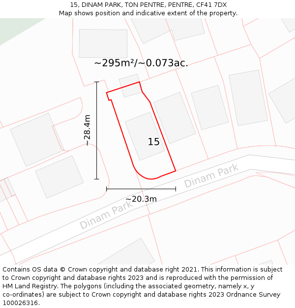 15, DINAM PARK, TON PENTRE, PENTRE, CF41 7DX: Plot and title map