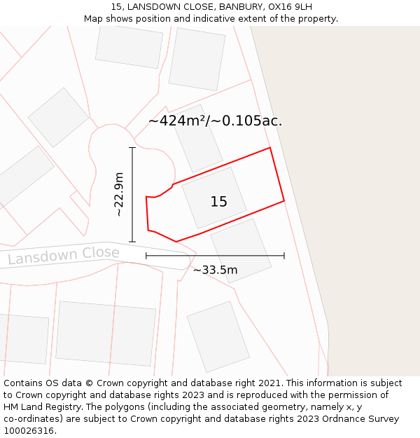 15, LANSDOWN CLOSE, BANBURY, OX16 9LH: Plot and title map