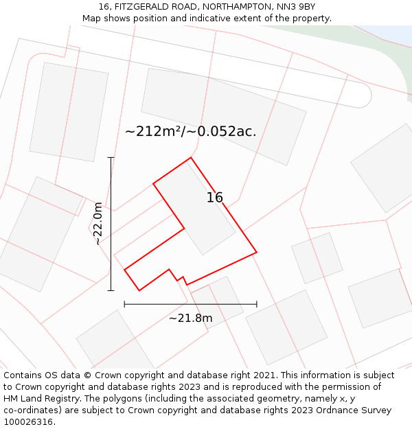 16, FITZGERALD ROAD, NORTHAMPTON, NN3 9BY: Plot and title map