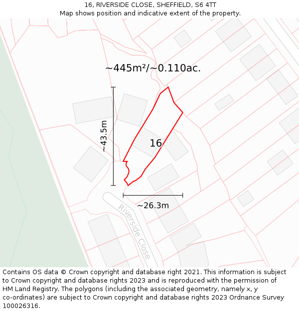 16, RIVERSIDE CLOSE, SHEFFIELD, S6 4TT: Plot and title map