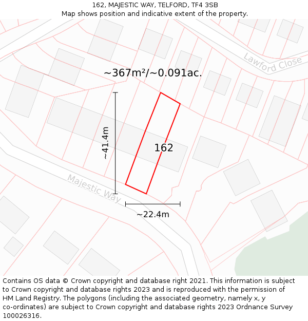 162, MAJESTIC WAY, TELFORD, TF4 3SB: Plot and title map