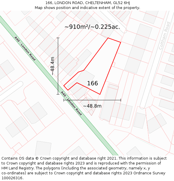 166, LONDON ROAD, CHELTENHAM, GL52 6HJ: Plot and title map