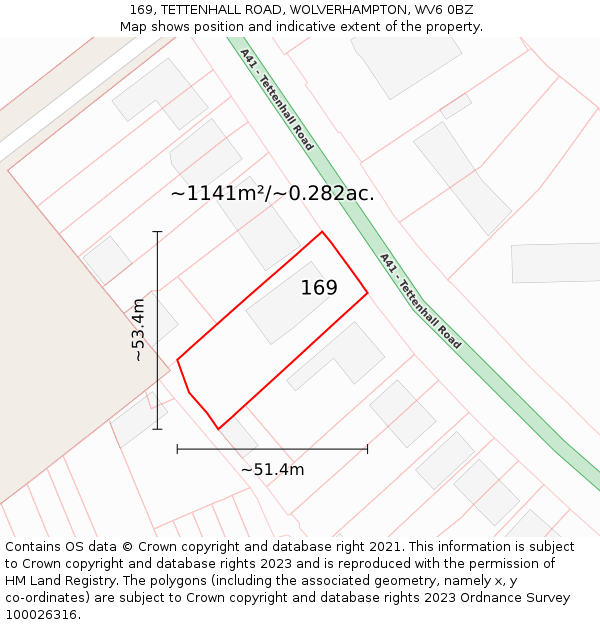 169, TETTENHALL ROAD, WOLVERHAMPTON, WV6 0BZ: Plot and title map