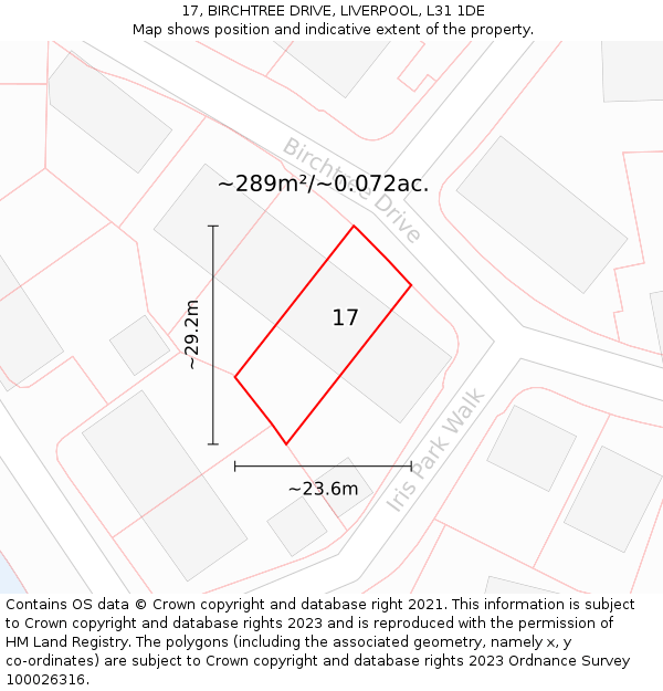 17, BIRCHTREE DRIVE, LIVERPOOL, L31 1DE: Plot and title map