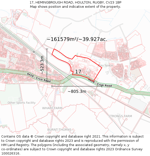 17, HEMINGBROUGH ROAD, HOULTON, RUGBY, CV23 1BP: Plot and title map