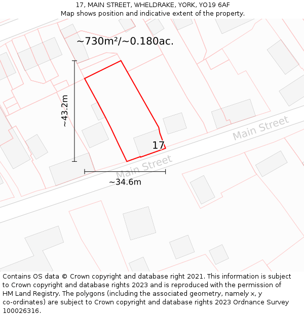 17, MAIN STREET, WHELDRAKE, YORK, YO19 6AF: Plot and title map