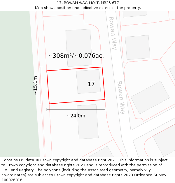 17, ROWAN WAY, HOLT, NR25 6TZ: Plot and title map