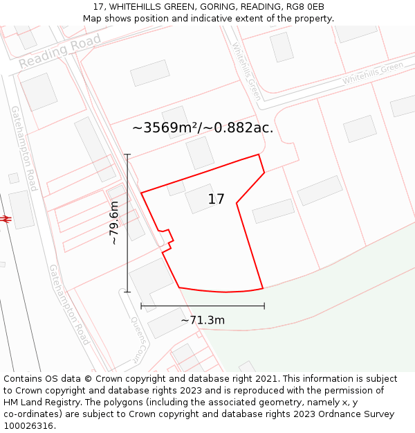 17, WHITEHILLS GREEN, GORING, READING, RG8 0EB: Plot and title map