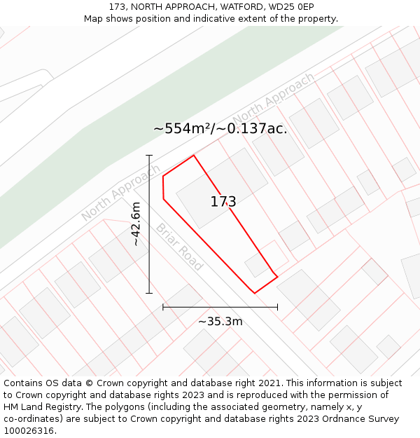 173, NORTH APPROACH, WATFORD, WD25 0EP: Plot and title map