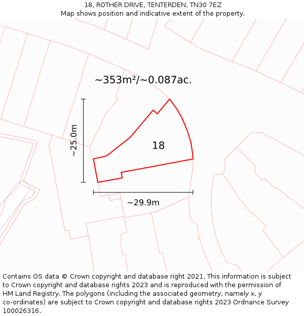 18, ROTHER DRIVE, TENTERDEN, TN30 7EZ: Plot and title map