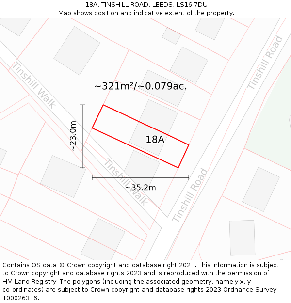 18A, TINSHILL ROAD, LEEDS, LS16 7DU: Plot and title map