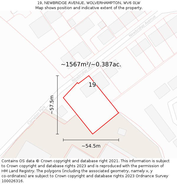 19, NEWBRIDGE AVENUE, WOLVERHAMPTON, WV6 0LW: Plot and title map