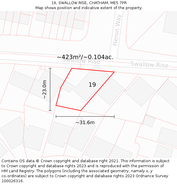 19, SWALLOW RISE, CHATHAM, ME5 7PR: Plot and title map