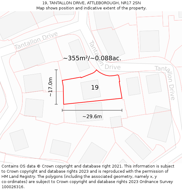 19, TANTALLON DRIVE, ATTLEBOROUGH, NR17 2SN: Plot and title map