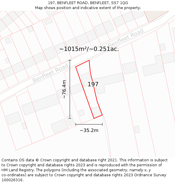 197, BENFLEET ROAD, BENFLEET, SS7 1QG: Plot and title map