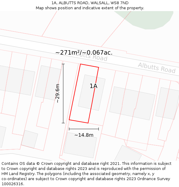 1A, ALBUTTS ROAD, WALSALL, WS8 7ND: Plot and title map