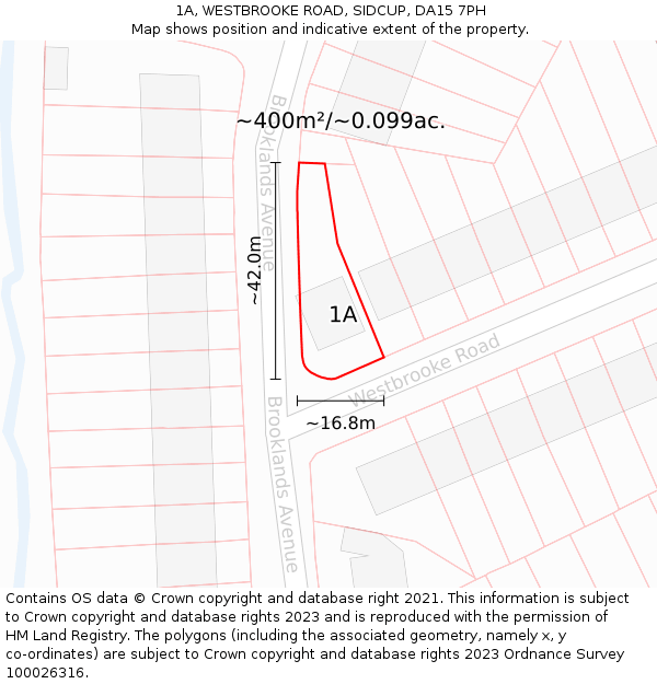 1A, WESTBROOKE ROAD, SIDCUP, DA15 7PH: Plot and title map