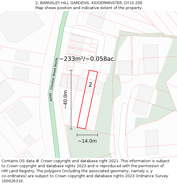 2, BARNSLEY HILL GARDENS, KIDDERMINSTER, DY10 2SE: Plot and title map