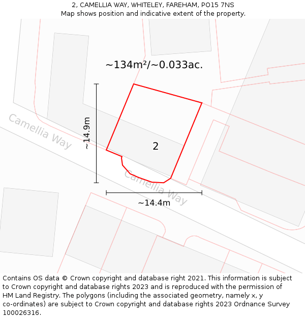 2, CAMELLIA WAY, WHITELEY, FAREHAM, PO15 7NS: Plot and title map