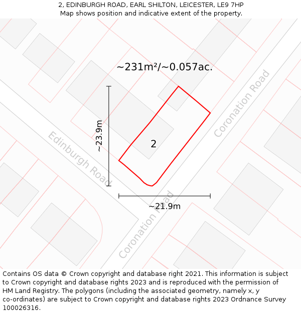 2, EDINBURGH ROAD, EARL SHILTON, LEICESTER, LE9 7HP: Plot and title map