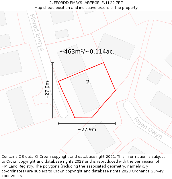 2, FFORDD EMRYS, ABERGELE, LL22 7EZ: Plot and title map