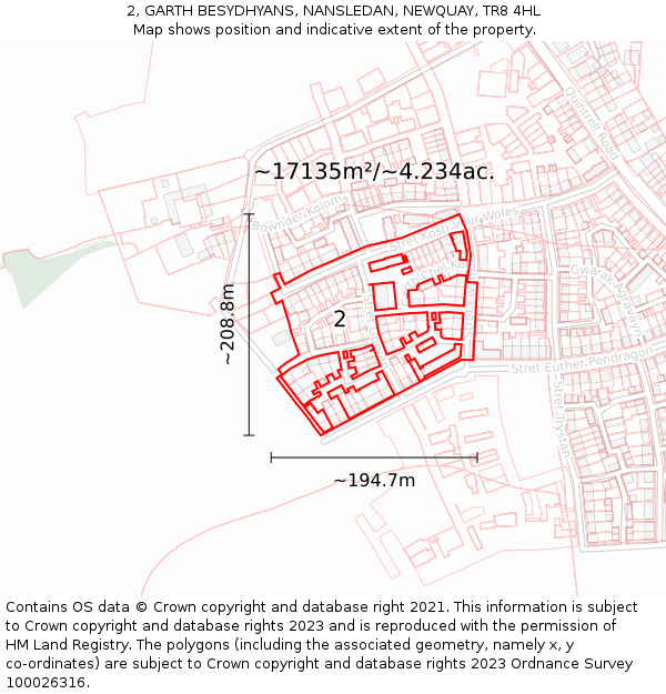 2, GARTH BESYDHYANS, NANSLEDAN, NEWQUAY, TR8 4HL: Plot and title map