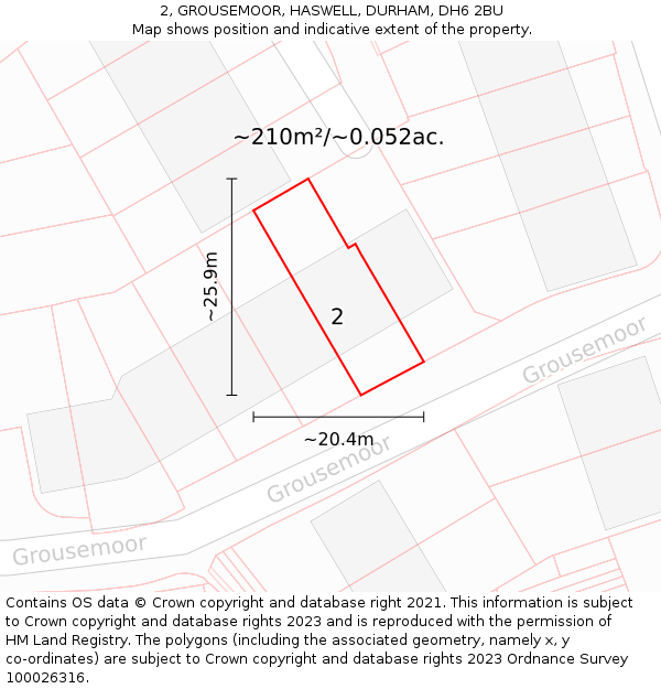 2, GROUSEMOOR, HASWELL, DURHAM, DH6 2BU: Plot and title map