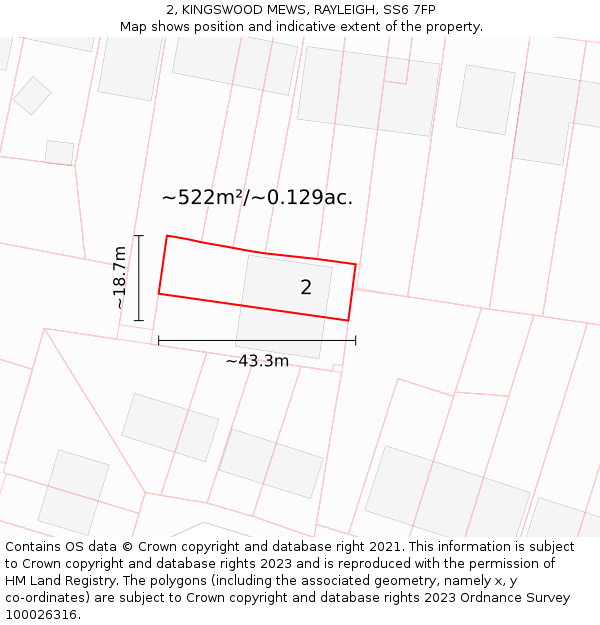 2, KINGSWOOD MEWS, RAYLEIGH, SS6 7FP: Plot and title map