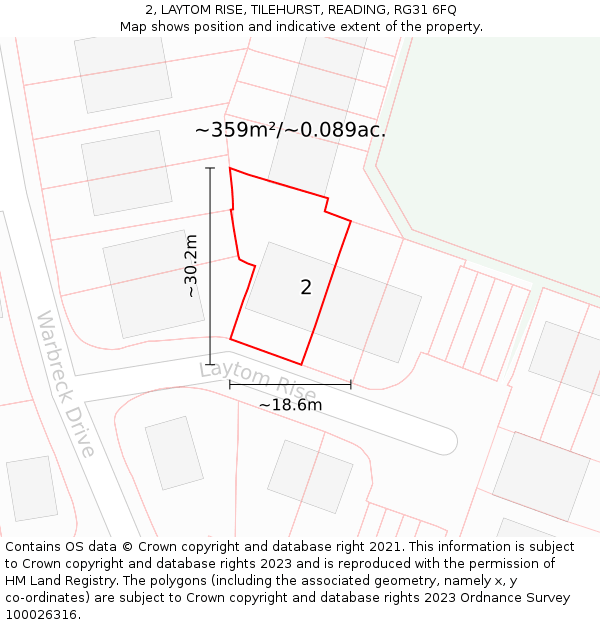 2, LAYTOM RISE, TILEHURST, READING, RG31 6FQ: Plot and title map