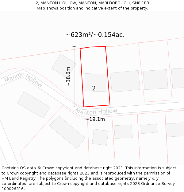 2, MANTON HOLLOW, MANTON, MARLBOROUGH, SN8 1RR: Plot and title map