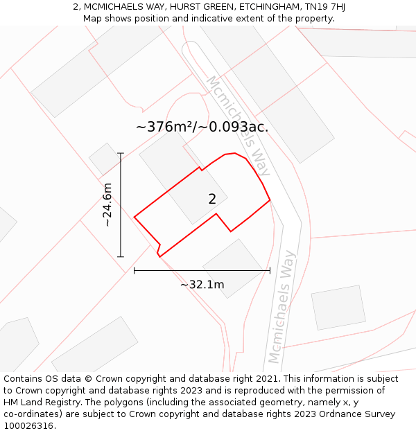 2, MCMICHAELS WAY, HURST GREEN, ETCHINGHAM, TN19 7HJ: Plot and title map