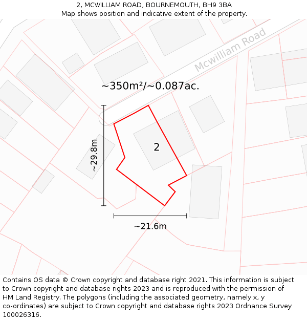 2, MCWILLIAM ROAD, BOURNEMOUTH, BH9 3BA: Plot and title map