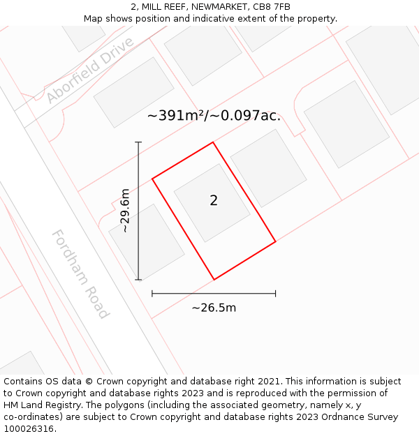 2, MILL REEF, NEWMARKET, CB8 7FB: Plot and title map