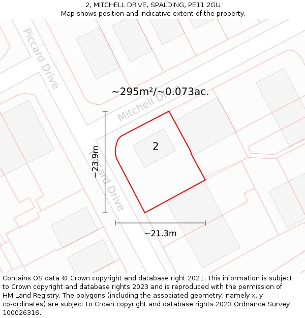 2, MITCHELL DRIVE, SPALDING, PE11 2GU: Plot and title map