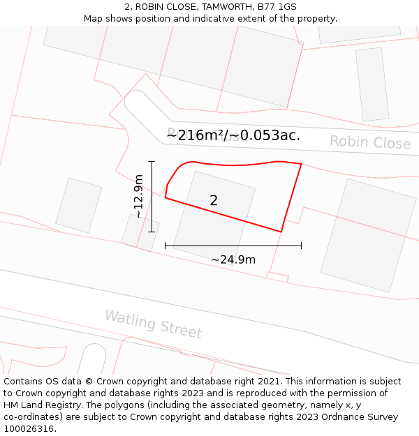 2, ROBIN CLOSE, TAMWORTH, B77 1GS: Plot and title map