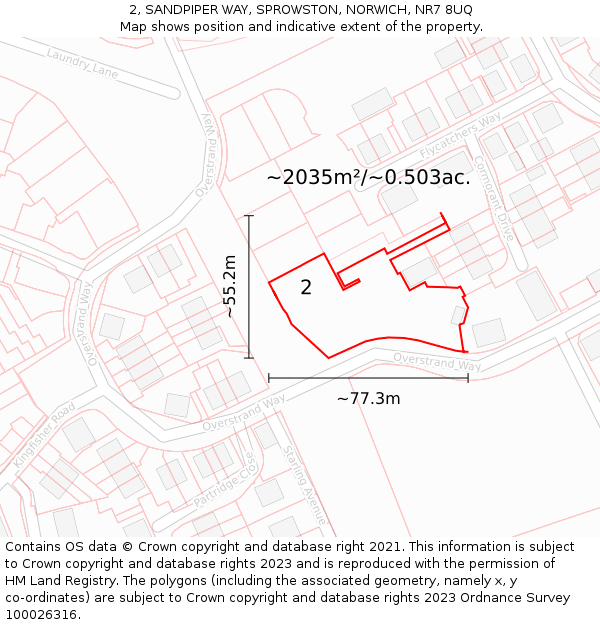 2, SANDPIPER WAY, SPROWSTON, NORWICH, NR7 8UQ: Plot and title map