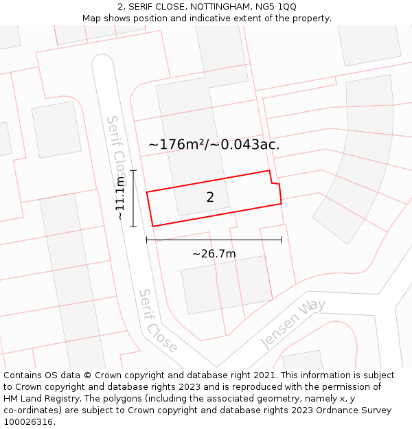 2, SERIF CLOSE, NOTTINGHAM, NG5 1QQ: Plot and title map