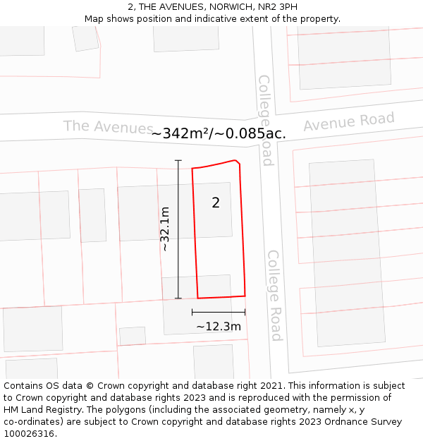 2, THE AVENUES, NORWICH, NR2 3PH: Plot and title map