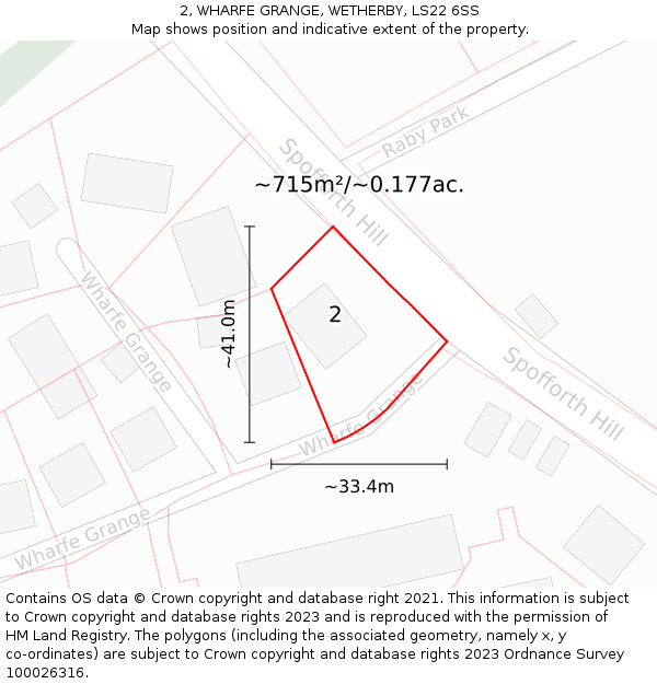 2, WHARFE GRANGE, WETHERBY, LS22 6SS: Plot and title map