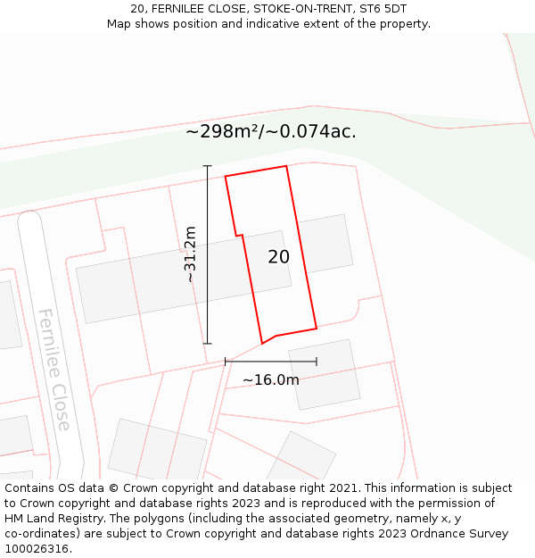 20, FERNILEE CLOSE, STOKE-ON-TRENT, ST6 5DT: Plot and title map