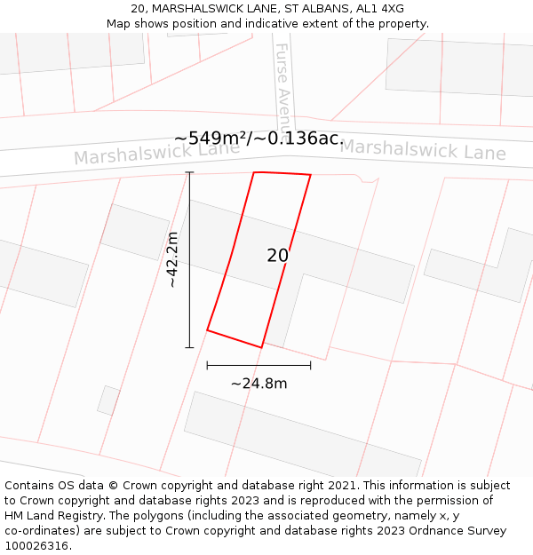 20, MARSHALSWICK LANE, ST ALBANS, AL1 4XG: Plot and title map