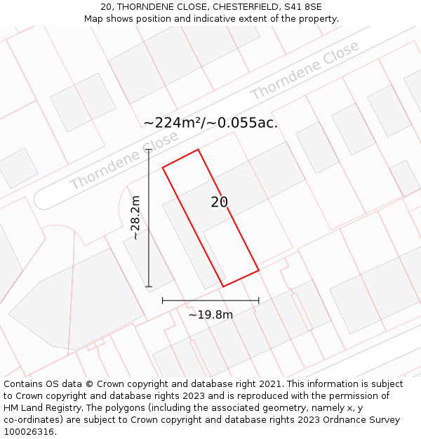 20, THORNDENE CLOSE, CHESTERFIELD, S41 8SE: Plot and title map