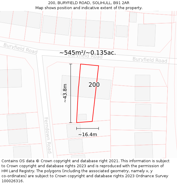 200, BURYFIELD ROAD, SOLIHULL, B91 2AR: Plot and title map