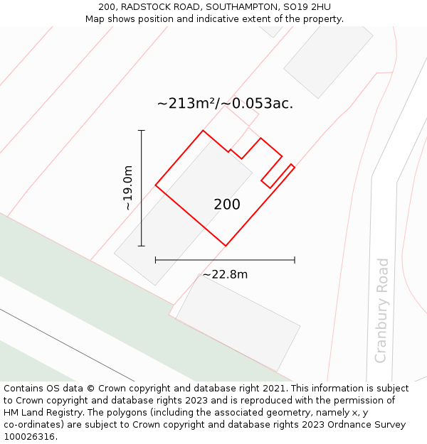 200, RADSTOCK ROAD, SOUTHAMPTON, SO19 2HU: Plot and title map